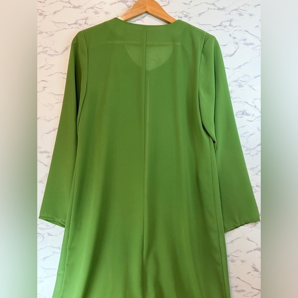 Tally Taylor Duster Jacket Women's Size 8 Green Cactus Open Front Longline - Picture 3 of 7